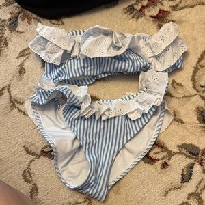 Caroline Constas Blue and White Striped Bikini